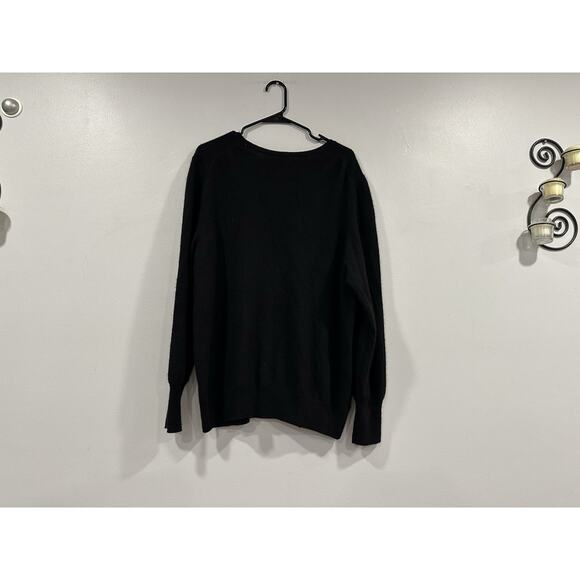 Halogen 100% Cashmere V Neck Pullover Sweater Black Oversized Sz 3X - Picture 4 of 6